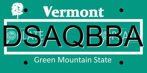 DSAQBBA Vermont License Plate