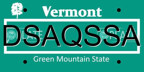 DSAQSSA Vermont License Plate