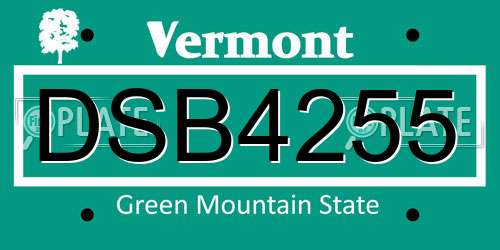DSB4255 Vermont License Plate