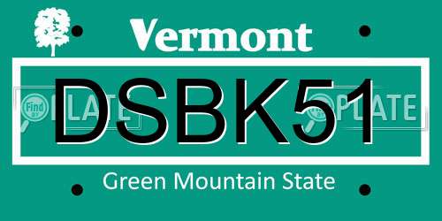DSBK51 Vermont License Plate