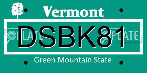 DSBK81 Vermont License Plate