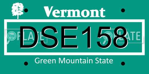 DSE158 Vermont License Plate