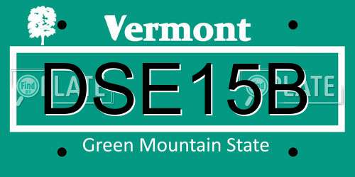 DSE15B Vermont License Plate