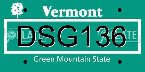 DSG136 Vermont License Plate