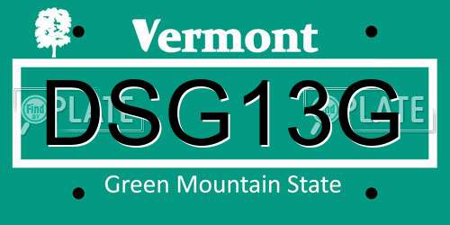 DSG13G Vermont License Plate