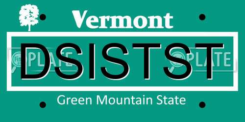 DSISTST Vermont License Plate