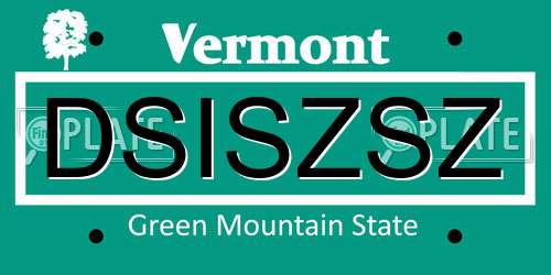 DSISZSZ Vermont License Plate