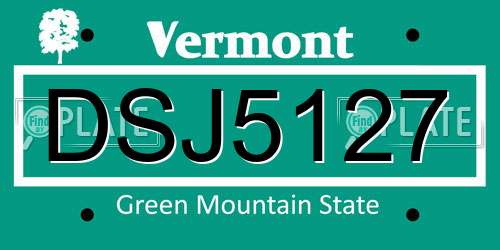 DSJ5127 Vermont License Plate