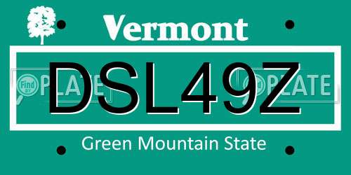 DSL49Z Vermont License Plate