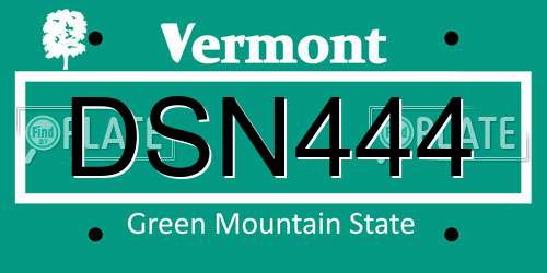DSN444 Vermont License Plate