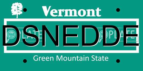 DSNEDDE Vermont License Plate