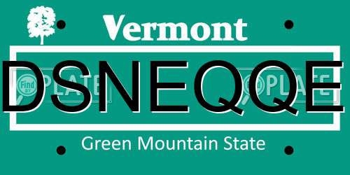 DSNEQQE Vermont License Plate