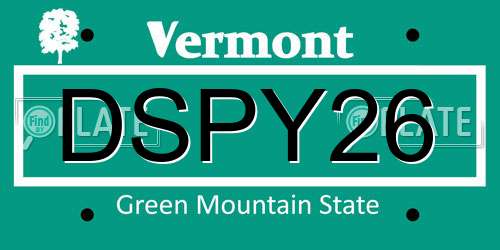 DSPY26 Vermont License Plate