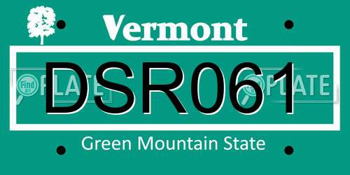 DSR061 Vermont License Plate