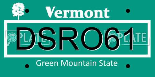 DSRO61 Vermont License Plate
