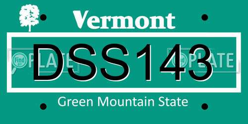 DSS143 Vermont License Plate