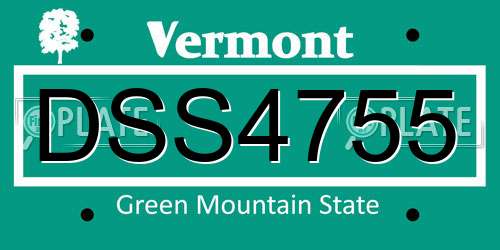 DSS4755 Vermont License Plate