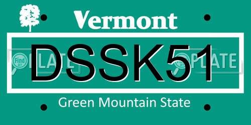 DSSK51 Vermont License Plate