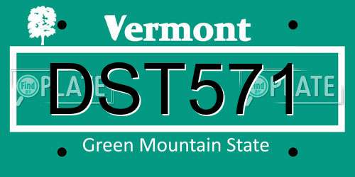 DST571 Vermont License Plate