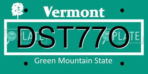 DST77O Vermont License Plate