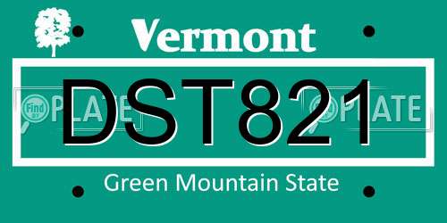 DST821 Vermont License Plate