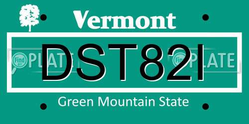 DST82I Vermont License Plate