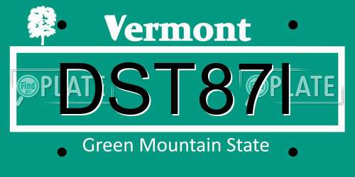 DST87I Vermont License Plate
