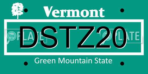 DSTZ20 Vermont License Plate
