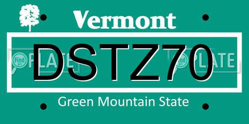 DSTZ70 Vermont License Plate