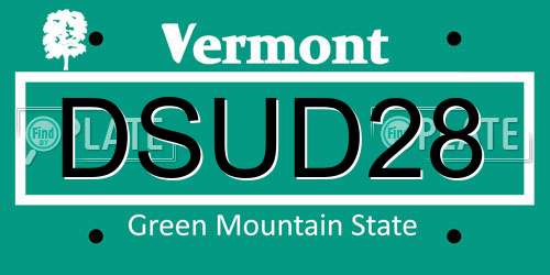 DSUD28 Vermont License Plate