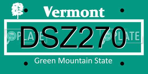 DSZ270 Vermont License Plate