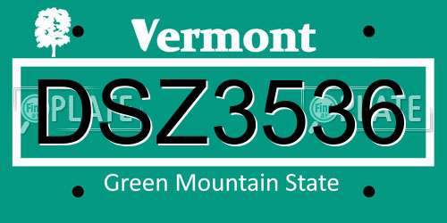 DSZ3536 Vermont License Plate