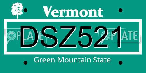 DSZ521 Vermont License Plate