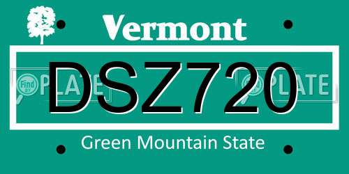DSZ720 Vermont License Plate