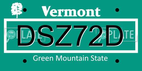 DSZ72D Vermont License Plate