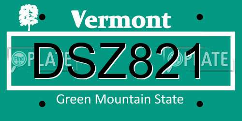 DSZ821 Vermont License Plate