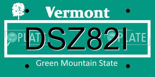 DSZ82I Vermont License Plate