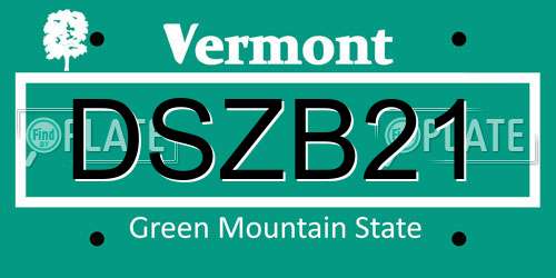 DSZB21 Vermont License Plate