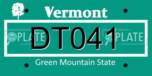 DT041 Vermont License Plate