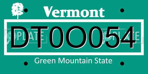 DT0O054 Vermont License Plate