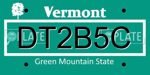 DT2B5C Vermont License Plate