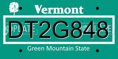 DT2G848 Vermont License Plate