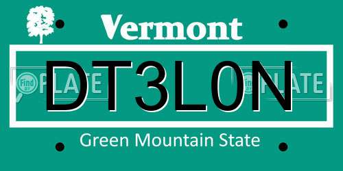 DT3L0N Vermont License Plate