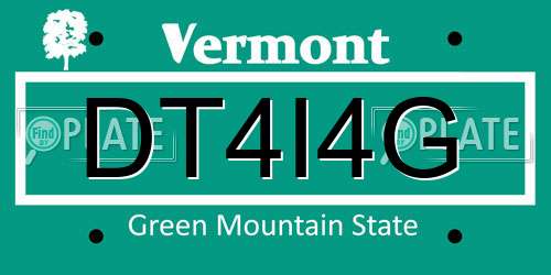 DT4I4G Vermont License Plate