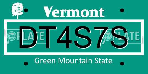 DT4S7S Vermont License Plate