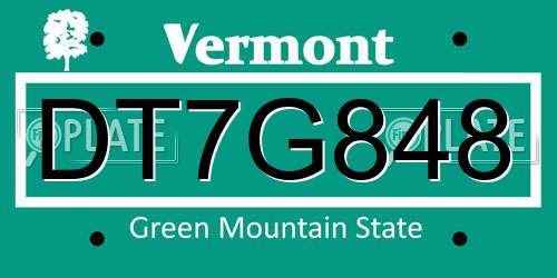 DT7G848 Vermont License Plate