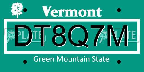 DT8Q7M Vermont License Plate