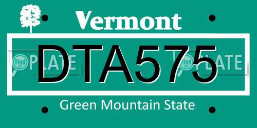 DTA575 Vermont License Plate