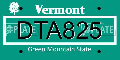 DTA825 Vermont License Plate
