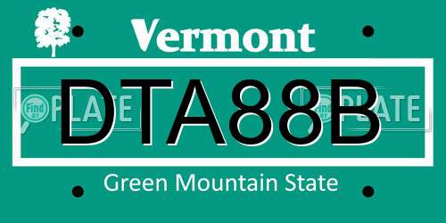 DTA88B Vermont License Plate